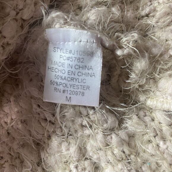 Entro Anthropologie Cardigan Fuzzy Knit Open Front Vented Womens Size M Beige - Picture 6 of 7